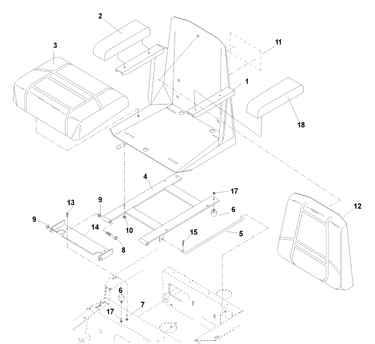 Seat Assembly Diagram and Parts List for IZ4817KAA (968999231) S/N 033600000 & Up)(2004-09) Husqvarna Lawn Tractor