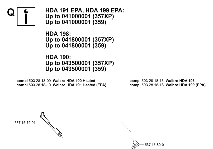 Service Updates 4 Diagram and Parts List for 359 20050600001-20060600000 Husqvarna Chainsaw