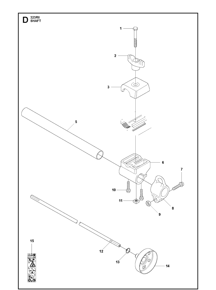 Shaft Diagram and Parts List for 323RII 20120100001-Current Husqvarna Brush Cutter
