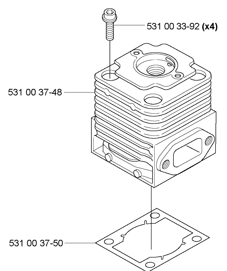 Cylinder Diagram and Parts List for 165BT 2005-08 Husqvarna Leaf Blower / Vacuum
