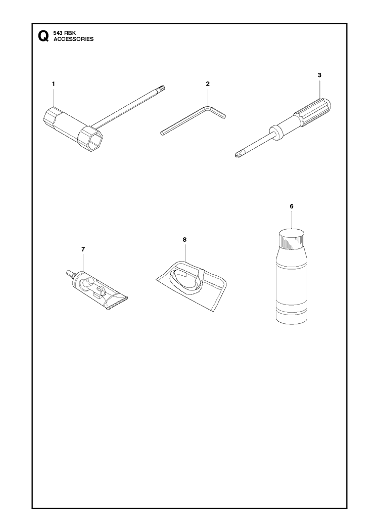 Accessories Diagram and Parts List for 543RBK 20130500001-20182200000 Husqvarna Brush Cutter