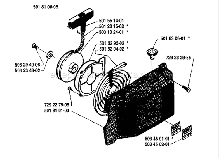 Page K Diagram and Parts List for 281 1986-01 Husqvarna Chainsaw