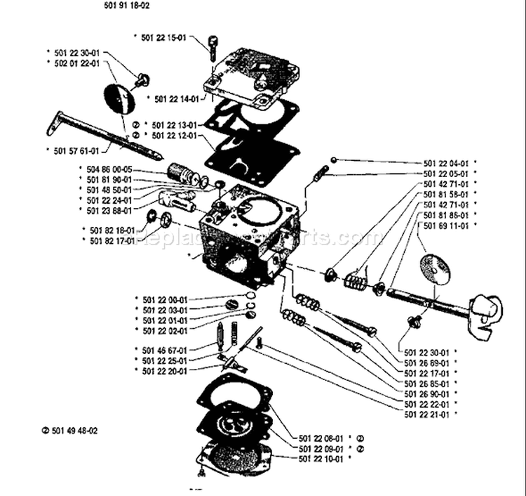 Page B Diagram and Parts List for 281 1986-01 Husqvarna Chainsaw