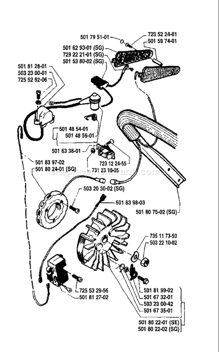 Page F Diagram and Parts List for 281 1986-01 Husqvarna Chainsaw