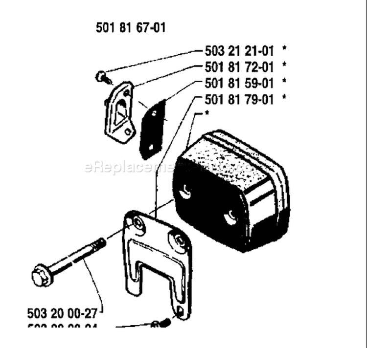 Page G Diagram and Parts List for 281 1986-01 Husqvarna Chainsaw