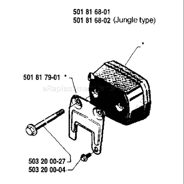 Page H Diagram and Parts List for 281 1986-01 Husqvarna Chainsaw