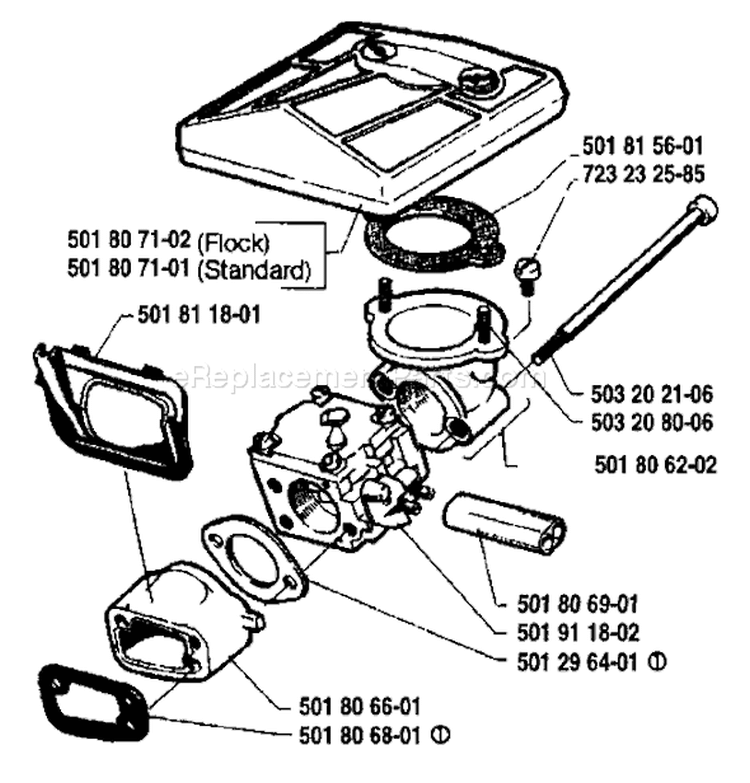 Page A Diagram and Parts List for 281 1986-12 Husqvarna Chainsaw