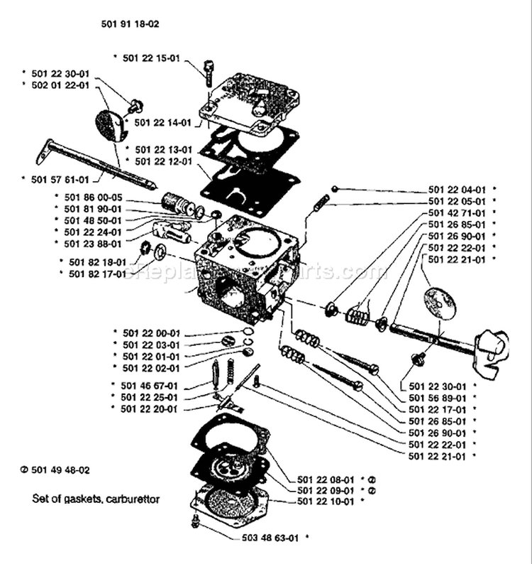 Page B Diagram and Parts List for 281 1988-08 Husqvarna Chainsaw