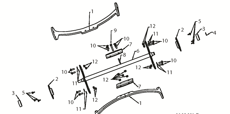 Auger Housing And Impeller Diagram and Parts List for ST121E (96183000102)(2012-09) Husqvarna Snow Blower