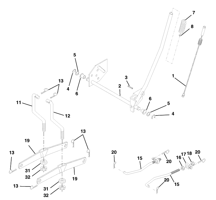 Mower Lift Diagram and Parts List for LT120 (HCLT120B)(954140047)(1998-01) Husqvarna Lawn Tractor Accessories