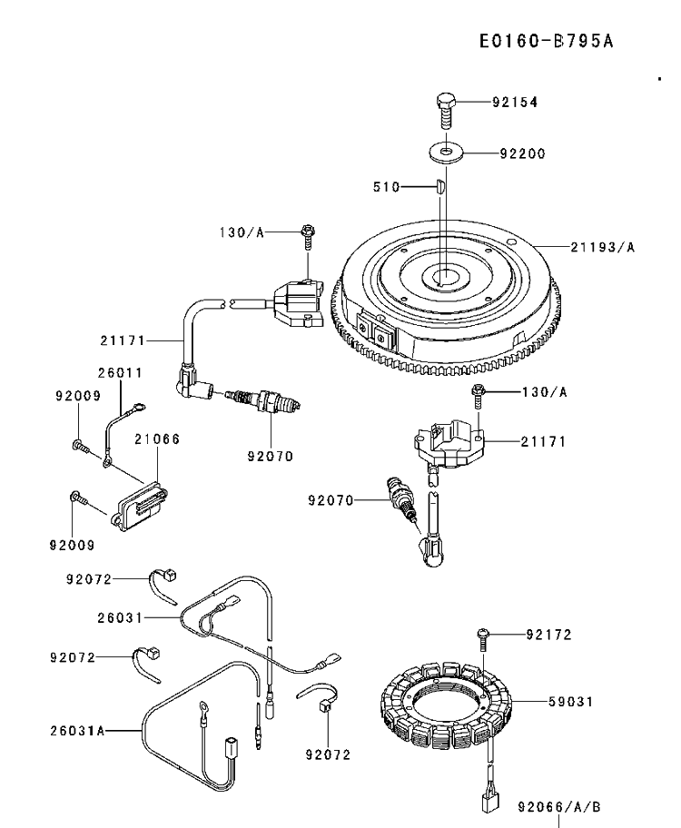 Electrical Diagram and Parts List for FS481V-AS55 2017-09 Husqvarna Engine