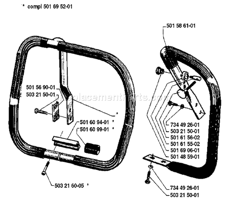 Page F Diagram and Parts List for 285 1981-12 Husqvarna Chainsaw