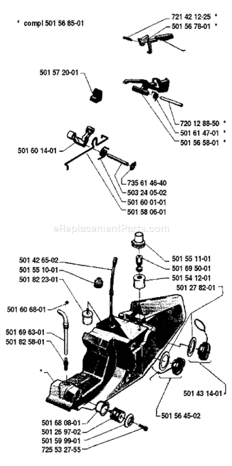 Page G Diagram and Parts List for 285 1981-12 Husqvarna Chainsaw