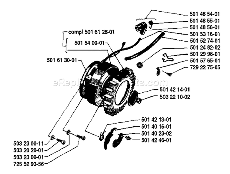 Page H Diagram and Parts List for 285 1981-12 Husqvarna Chainsaw