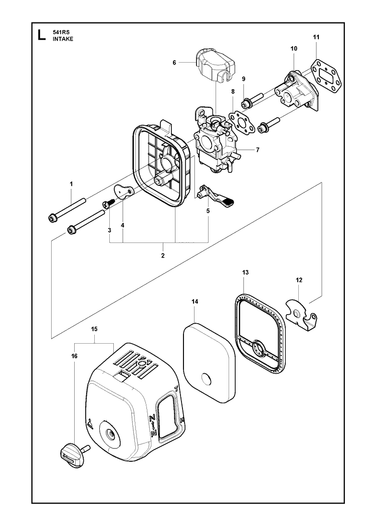 Carburetor And Air Filter Diagram and Parts List for 541RS  Husqvarna Brush Cutter