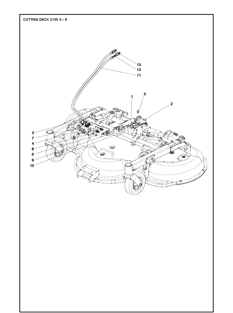 61 Inch/155cm Cutting Deck 8 Diagram and Parts List for C155X (P500-series)(967294101)(2019-09) Husqvarna Lawn Mower