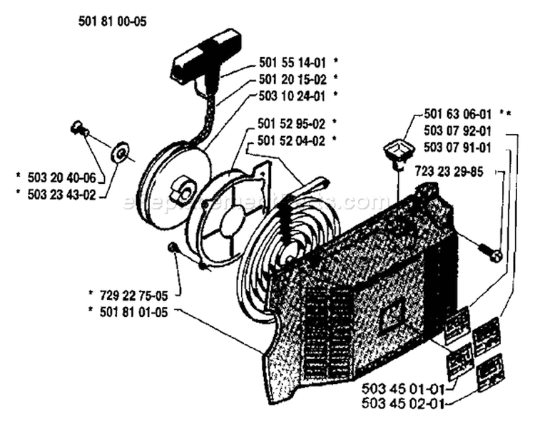 Page K Diagram and Parts List for 281 1988-01 Husqvarna Chainsaw
