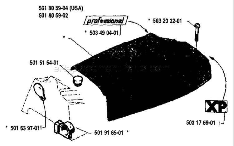 Page L Diagram and Parts List for 281 1988-01 Husqvarna Chainsaw