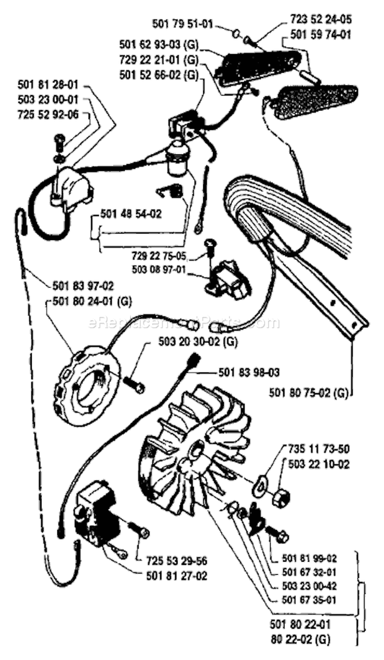 Page G Diagram and Parts List for 281 1988-01 Husqvarna Chainsaw