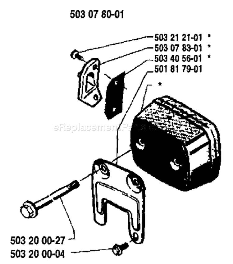 Page H Diagram and Parts List for 281 1988-01 Husqvarna Chainsaw