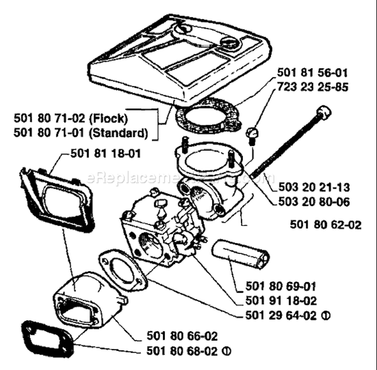 Page A Diagram and Parts List for 281 1988-08 Husqvarna Chainsaw