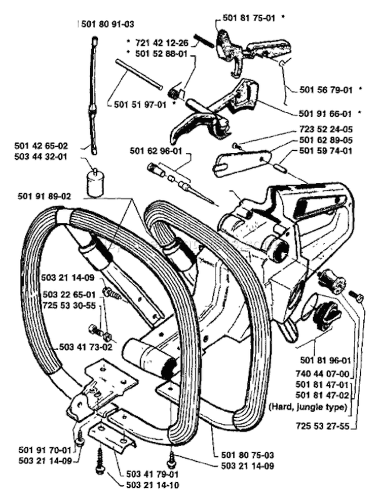Page K Diagram and Parts List for 281 1988-08 Husqvarna Chainsaw