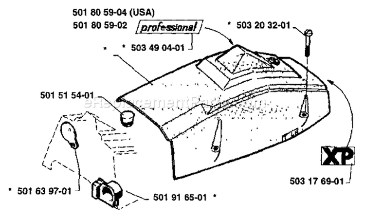 Page L Diagram and Parts List for 281 1988-08 Husqvarna Chainsaw