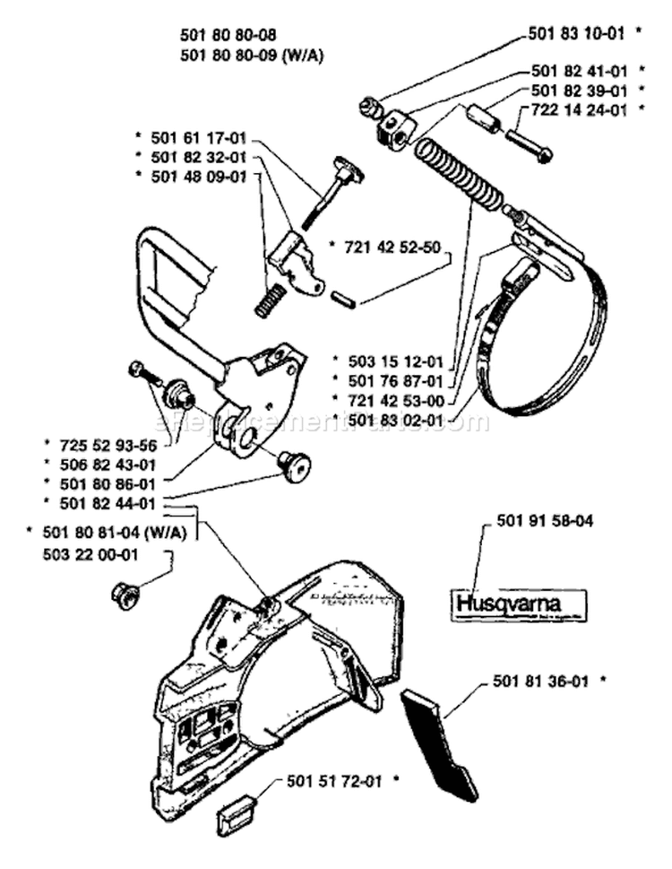 Page C Diagram and Parts List for 281 1988-08 Husqvarna Chainsaw