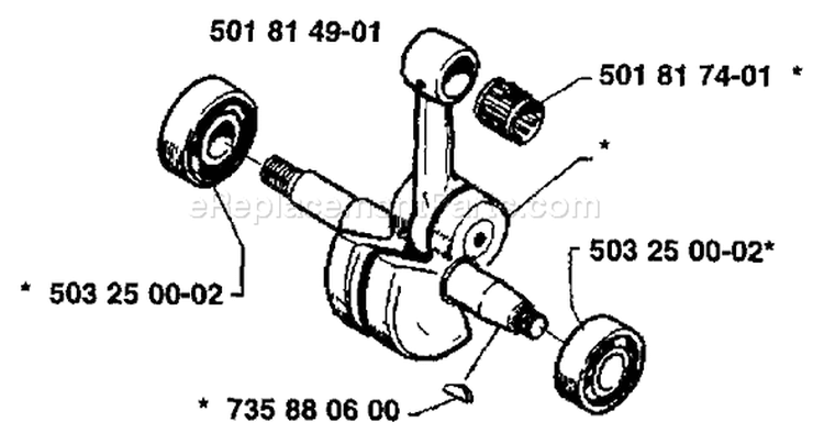 Page E Diagram and Parts List for 281 1988-08 Husqvarna Chainsaw