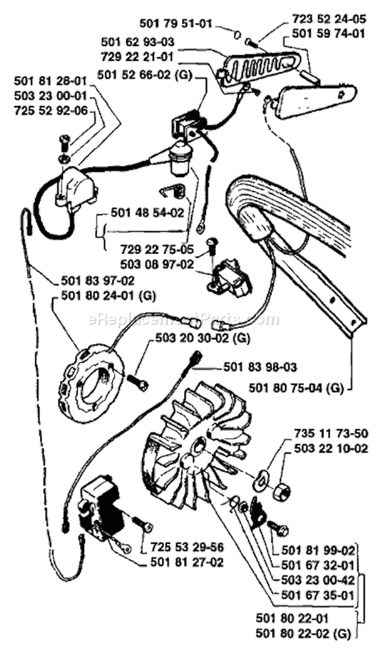Page F Diagram and Parts List for 281 1988-08 Husqvarna Chainsaw