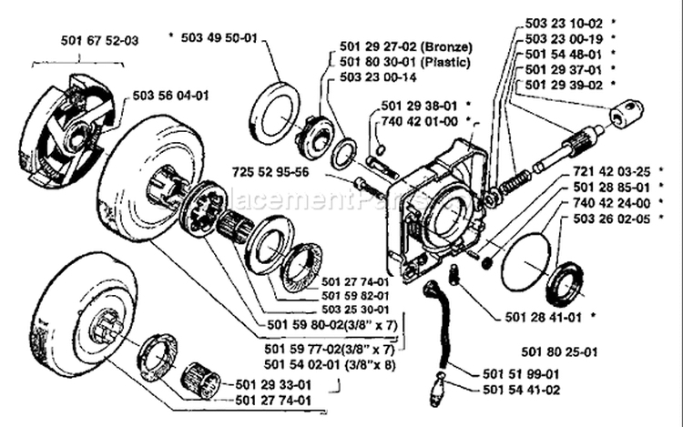 Page H Diagram and Parts List for 281 1988-08 Husqvarna Chainsaw