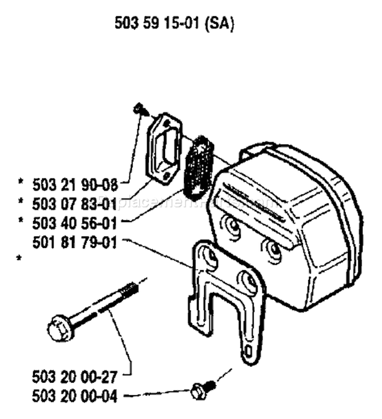 Page H Diagram and Parts List for 288 1989-02 Husqvarna Chainsaw