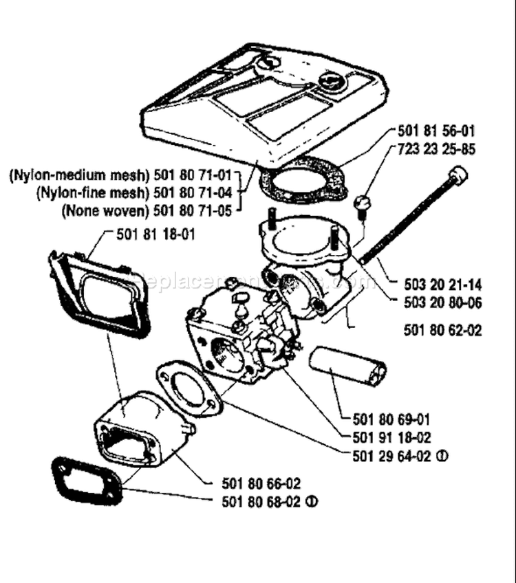 Page A Diagram and Parts List for 281 1990-01 Husqvarna Chainsaw