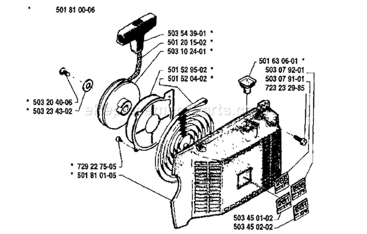 Page K Diagram and Parts List for 281 1990-01 Husqvarna Chainsaw