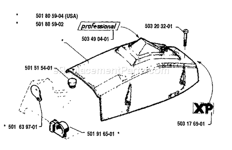 Page M Diagram and Parts List for 281 1990-01 Husqvarna Chainsaw