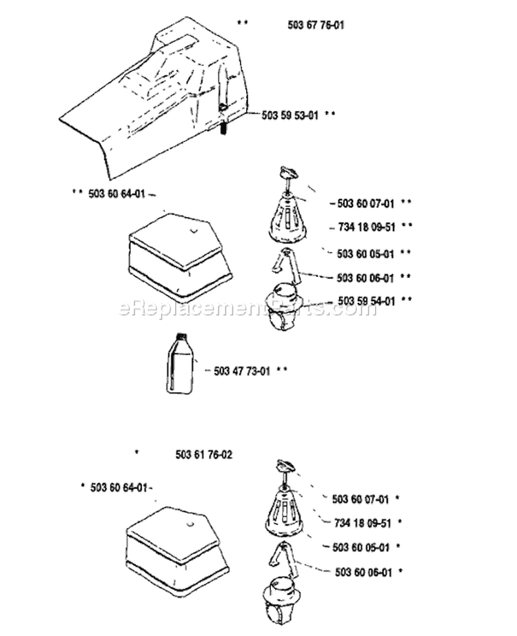 Page D Diagram and Parts List for 281 1990-01 Husqvarna Chainsaw