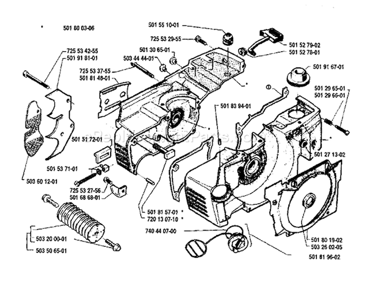 Page E Diagram and Parts List for 281 1990-01 Husqvarna Chainsaw