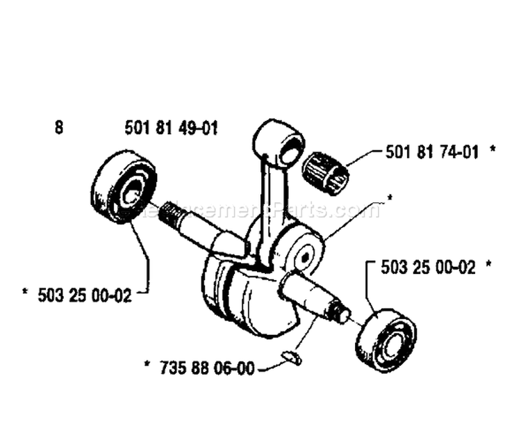 Page F Diagram and Parts List for 281 1990-01 Husqvarna Chainsaw