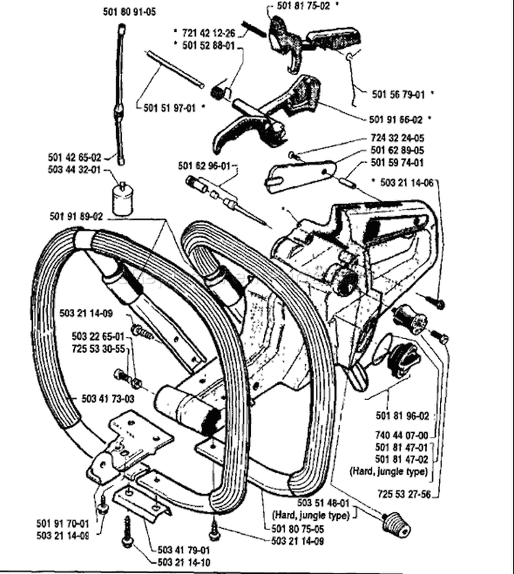 Page J Diagram and Parts List for 281 1991-04 Husqvarna Chainsaw