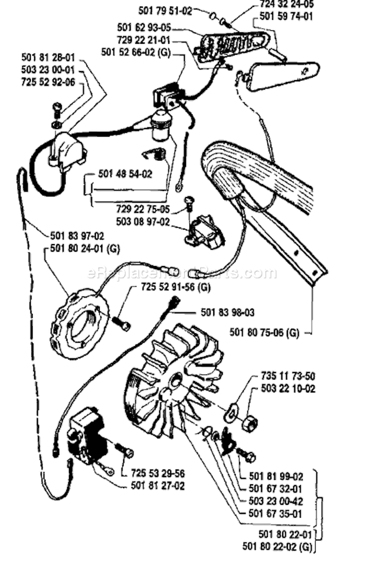 Page E Diagram and Parts List for 281 1991-04 Husqvarna Chainsaw