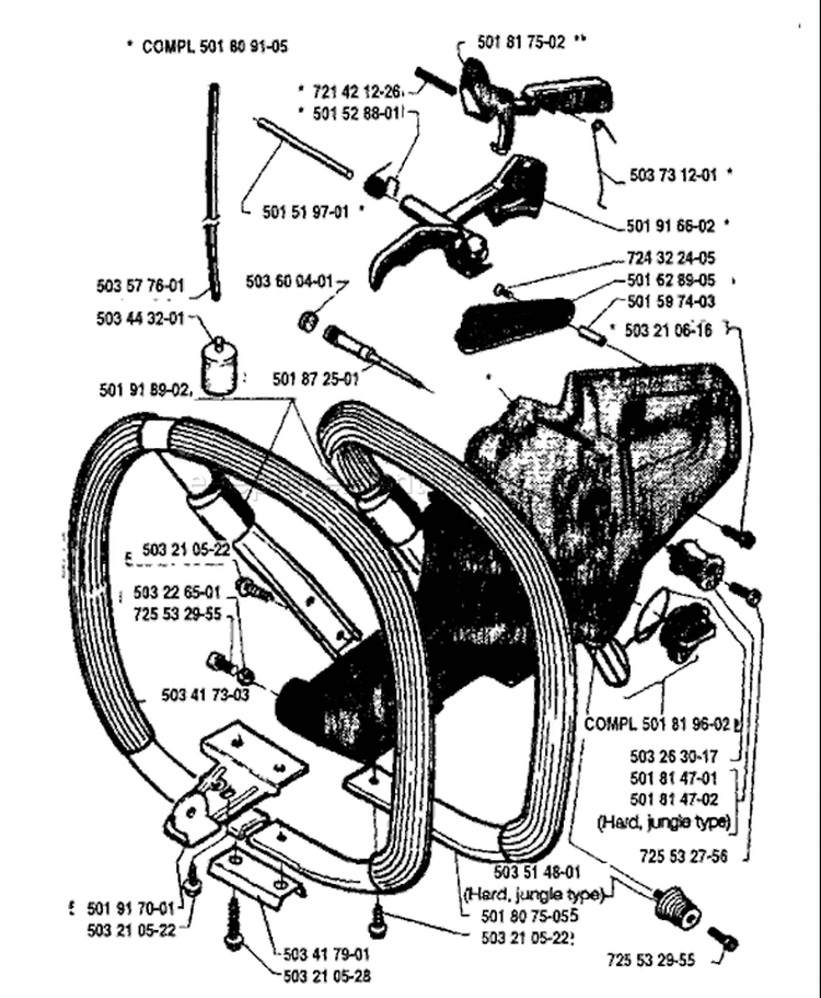 Page K Diagram and Parts List for 288 1993-09 Husqvarna Chainsaw
