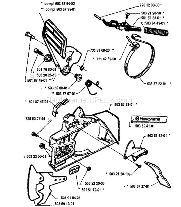 Page C Diagram and Parts List for 288 1993-09 Husqvarna Chainsaw