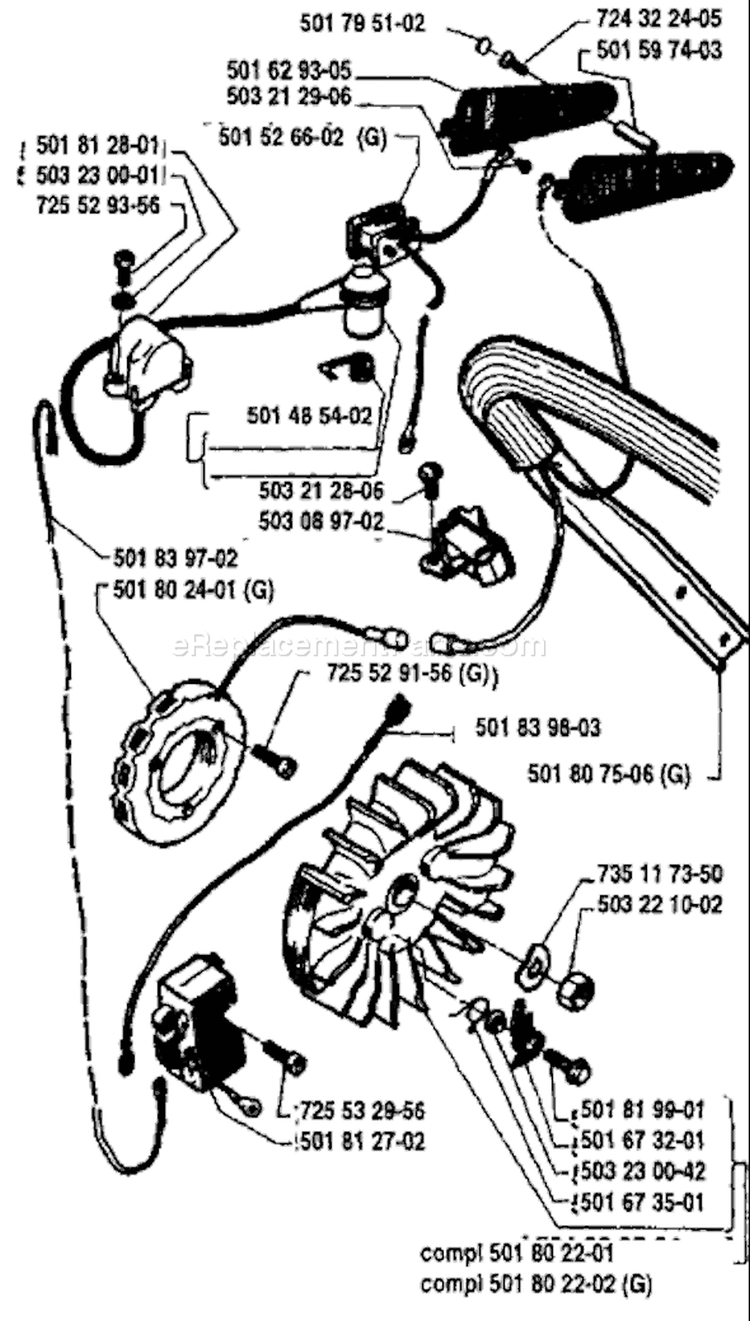 Page F Diagram and Parts List for 288 1993-09 Husqvarna Chainsaw