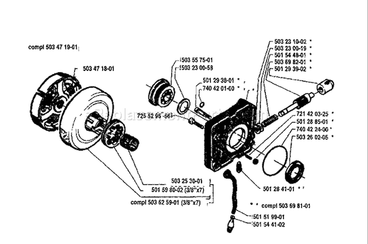 Page H Diagram and Parts List for 288 1993-09 Husqvarna Chainsaw