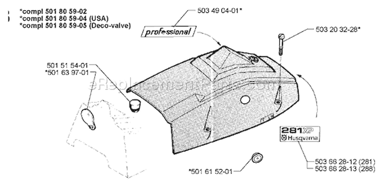 Page M Diagram and Parts List for 281 1997-12 Husqvarna Chainsaw