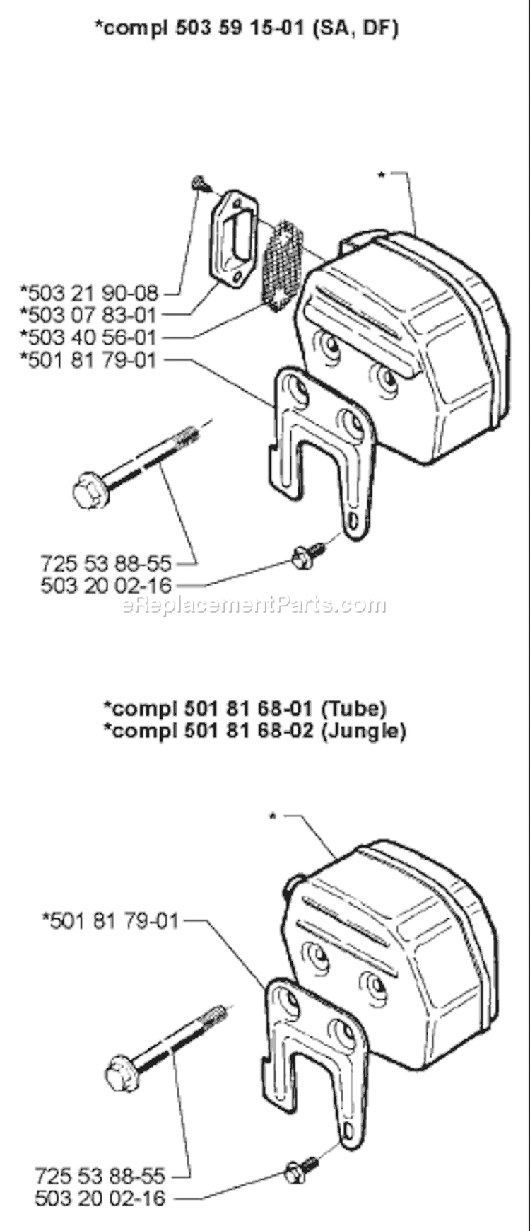 Page H Diagram and Parts List for 281 1997-12 Husqvarna Chainsaw