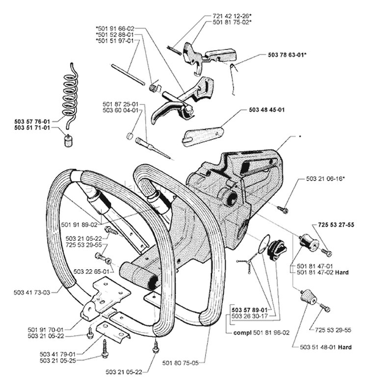 Page F Diagram and Parts List for 288EPA 288 EPA 2000-02 Husqvarna Chainsaw