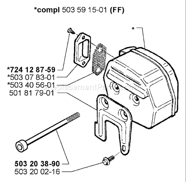 Page H Diagram and Parts List for 288EPA 288 EPA 2000-02 Husqvarna Chainsaw