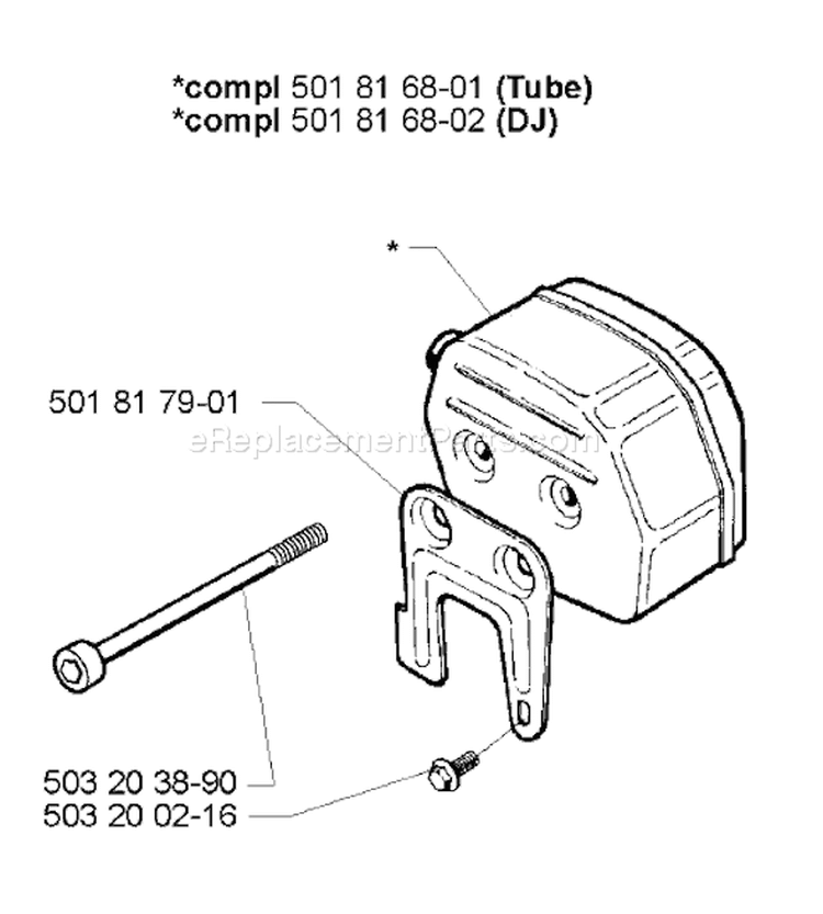 Page J Diagram and Parts List for 288 2001-10 Husqvarna Chainsaw
