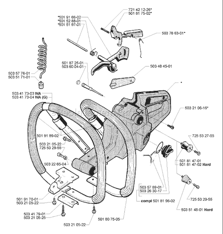 Page G Diagram and Parts List for 281 2001-10 Husqvarna Chainsaw